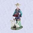 chinese maiden statue feeding geese porcelain sculpture