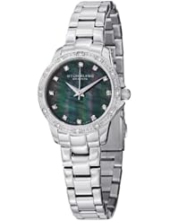 Stuhrling Original Womens 495.02 Vogue Audrey Cressida Swiss Quartz Black Dial Stainless Steel Bracelet Watch