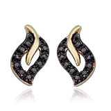 18k Yellow Gold Plated Sterling Silver Black Diamond Teardrop Earrings