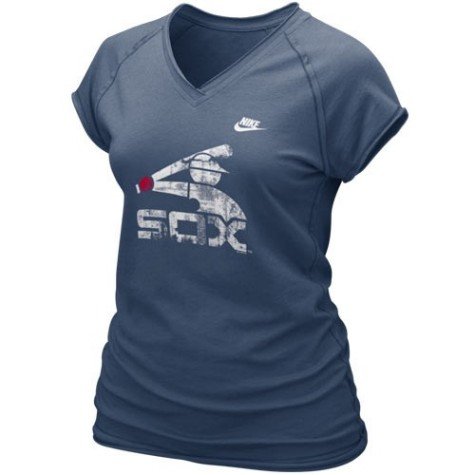 Nike Chicago White Sox Ladies Navy Blue Cooperstown Bases Loaded T-shirt (Small)