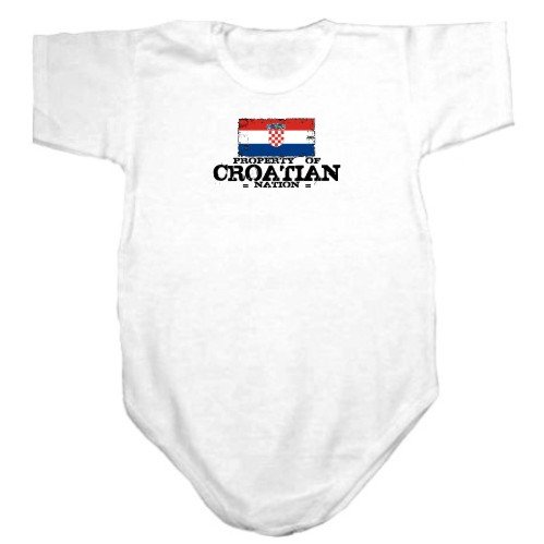 Baby Bodysuit White  Property Of Croatian Nation / Flag Transfer  Croatia Country 6 - 9 Months