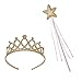 Talking Tables Tiara And Fairy Wand Gold Set | Great For Princess Dress Up, Fairy Dress Up And Kids Party | Gold Pink