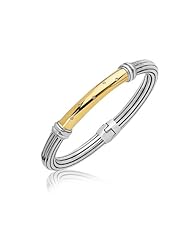 18K Yellow Gold and Sterling Silver Bracelet with a Diamond Embellished Station