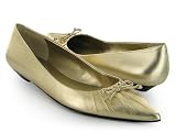 Guess By Marciano Gabrile Gold Leather Pointed Toe Flats Women's Shoes