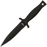 Boot Knife - 9 Black Military Style with Black Leather Clip-on Sheath