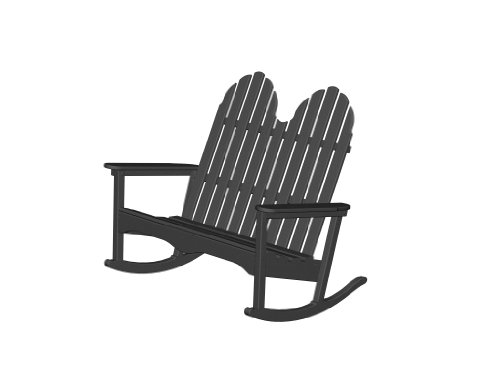 Recycled Plastic Adirondack Double Rocking Chair by Polywood Frame Color: Black