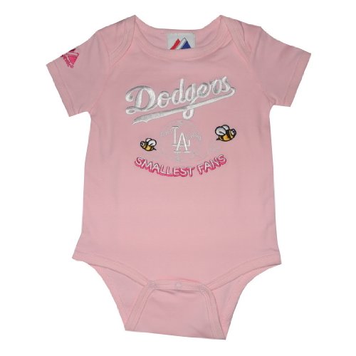 Majestic Los Angeles Dodgers MLB Baby / Infant One-Piece Bodysuit / Romper / Onesie - Pink (Size: 3-6)