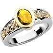 14K Two-Tone Gold Citrine and Diamond Ring