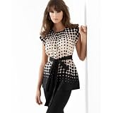 BCBGMAXAZRIA Gradating-Dot Blouse with Tie Belt at BCBG MAX AZRIA
