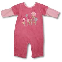 Minibasix Baby Girls Pink Coverall ~ Flower Garden