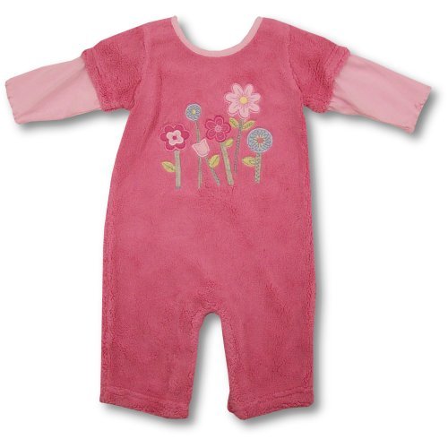 Minibasix Baby Girls Pink Coverall ~ Flower Garden