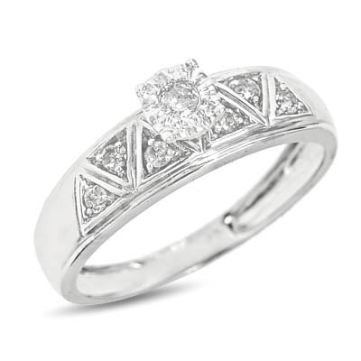 1/5 Carat T.W. Round Cut Diamond Women's Engagement Ring 14K White Gold Women's Engagement Ring - Free Gift Box -