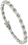 Sterling Silver 6.25 ct. size Emerald Cut CZ Tennis Bracelet w/ alternating Round Stones, 7 in., 7/32" (5.5mm) wide