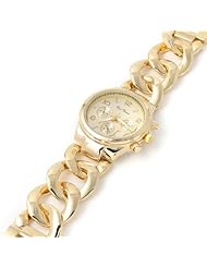 Dressforless Womens Gold Chain Link Bracelet Watch, GOLD, (80791-GD)