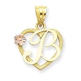 14k Two-Tone Initial B in Heart Charm