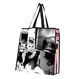 Vandor 92173 Audrey Hepburn Large Recycled Shopper Tote, Black/White/Pink