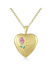 Heart Shaped Locket With Love Engraved Flower Design Pendant Necklace For Women Yellow Gold Vermeil