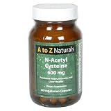 A to Z Naturals N-Acetyl Cysteine, 600 mg, Vegetarian, 60 Capsules, (Pack of 3)