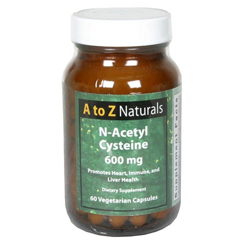 A to Z Naturals N-Acetyl Cysteine, 600 mg, Vegetarian, 60 Capsules, (Pack of 3)