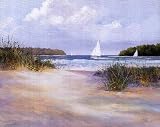 Bay Sailing by Jacqueline Penney. PLAQUE MOUNTED. 20.00 inches width by 16.00 inches height. Highest Quality Art Poster Print
