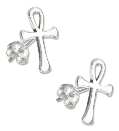 Sterling Silver Mini Ankh Earrings on Posts
