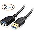 Cable Matters 2 Pack, SuperSpeed USB 3.0 Type A Male to Female Extension Cable in Black 6 Feet