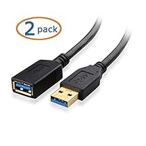 Cable Matters 2 Pack, SuperSpeed USB 3.0 Type A Male to Female Extension Cable in Black 6 Feet
