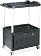 Media Master#153; Three-Shelf AV Carts, 42 Electronic Media Cart w/Cabinet, Black (RUB9T32)
