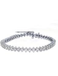 14k White Gold 7.18 Carat Round Diamond Tennis Bracelet