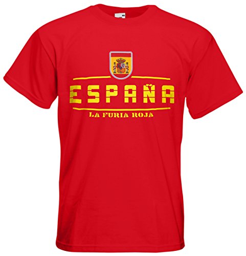 Spanien Espana EM 2016 Fanshirt T-Shirt Trikot (Rot, XXL)