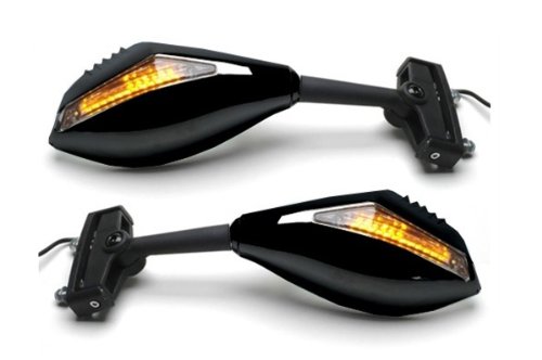 Universal Black Integrated Motorcycle Racing Mirrors for Street Sport Bikes Suzuki, Honda, Kawasaki, Yamaha, Ducati