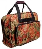Hemline Burgandy Floral Sewing Machine Tote Bag