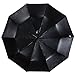 Niello Best Outdoor umbrellas,10-Rib Maximum level of Windproof - Auto Open/Close,42 inch Steel Windproof Frame Black Rain Umbrella with UV Protection 50+ UPF