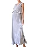 （ワボーズ） Waboats おしゃれ レディース 妊婦 ママ　フリル　無地　マタニティ マキシ ロング ワンピース マタニティー服 楽ちんワンピ グレー XL