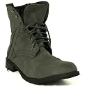 New Grey Army Military Combat Worker Flat Lace Boots Sz 3-8