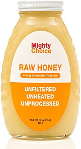 Mighty Choice Raw Honey. Unfiltered, Unheated, Unprocessed. USA Made. 1 Lb Glass Jar. Honey Doesn't Get Any Better Than This.