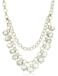 Dana Kellin Hand Wrapped Milky Quartz with Nuggets Heavy Rolo Chain Necklace