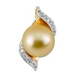 South Sea Golden Pearl Pendant with Diamonds in 14K Yellow Gold