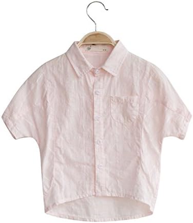 BBXX Little Boys Simple Solid Color Design Short Sleeve Button Shirt for 2-5 Yrs (100 ( US Size 3T ), pink)