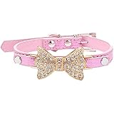 Lillypet(TM) Bling Rhinestone Pet Cat Dog Bow Tie Collar Necklace Jewelry for Small or Medium Dogs Cats Pets Female Puppies Chihuahua Yorkie Girl Costume Outfits, Light and Adjustble Buckle Pink S