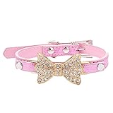 Lillypet(TM) Bling Rhinestone Pet Cat Dog Bow Tie Collar Necklace Jewelry for Small or Medium Dogs Cats Pets Female Puppies Chihuahua Yorkie Girl Costume Outfits, Light and Adjustble Buckle Pink S