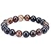 Qitian 10mm Genuine Onyx Gemstone Crystal Beads Bracelets Stretch Handmade Elastic Strand Bracelet Set of 5