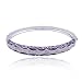 Platinum Plated Sterling Silver Genuine Diamond Accent and Black Epoxy Bangle Bracelet, 7.25"