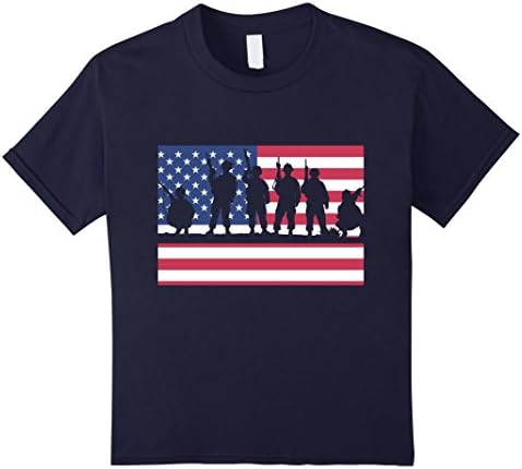 Kids Soldier Patriotic American Flag T-Shirt 12 Navy