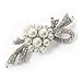 Snow White Pearl Style Bow Brooch