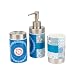 Present Time Bathroom Set Muurbloem design set of 3 Soap Dispenser Tumbler and Toothbrush holder Blue