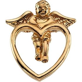 14k Yellow Gold Angel Lapel Pin 16.5x14.5mm by 
