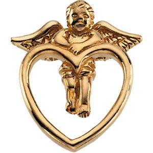 14K Yellow Gold Angel Lapel Pin 1 6. 5 0X14. 5 0 mm by 