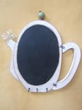 Coffee Pot Shaped Chalk Board with 3 Hooks