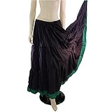 Belly Dancing Circle Skirt, with 3 tiers, 340" hem, Black cotton with Purple, Red or Green trim at bottom